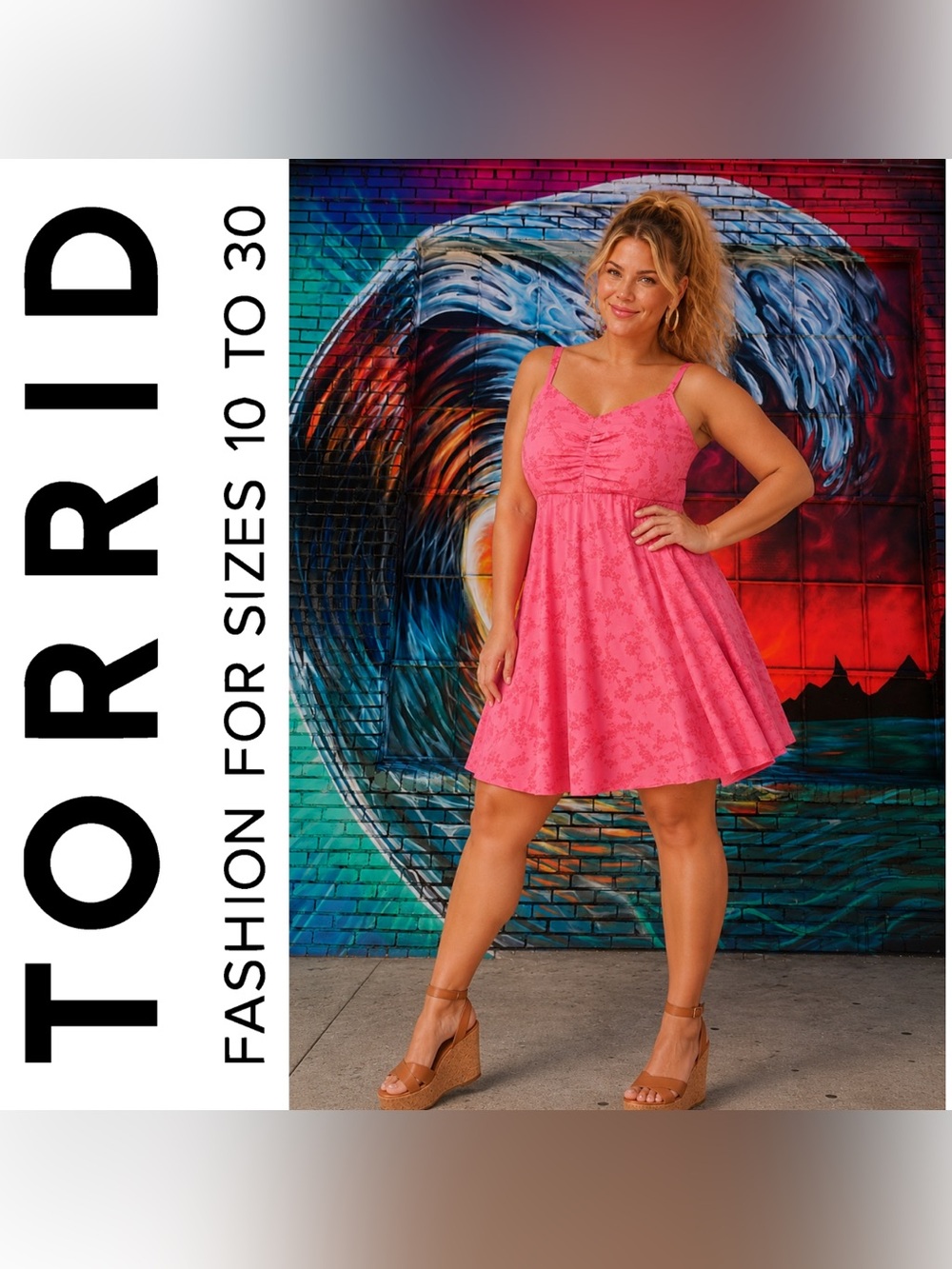 Torrid Bonita Coral Floral Shirred Bodice Challis Skater Mini Dress, 4X, NWT!